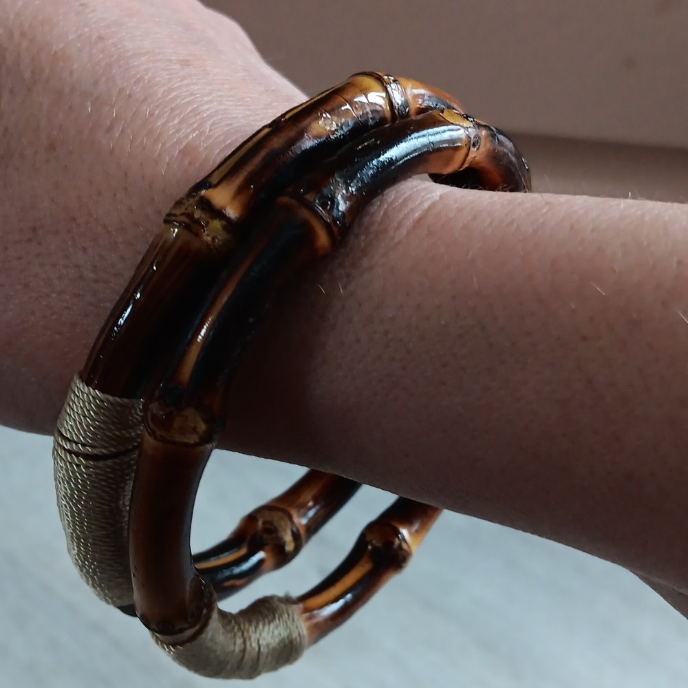 Vintage Bamboo bangle bracelet, Pair